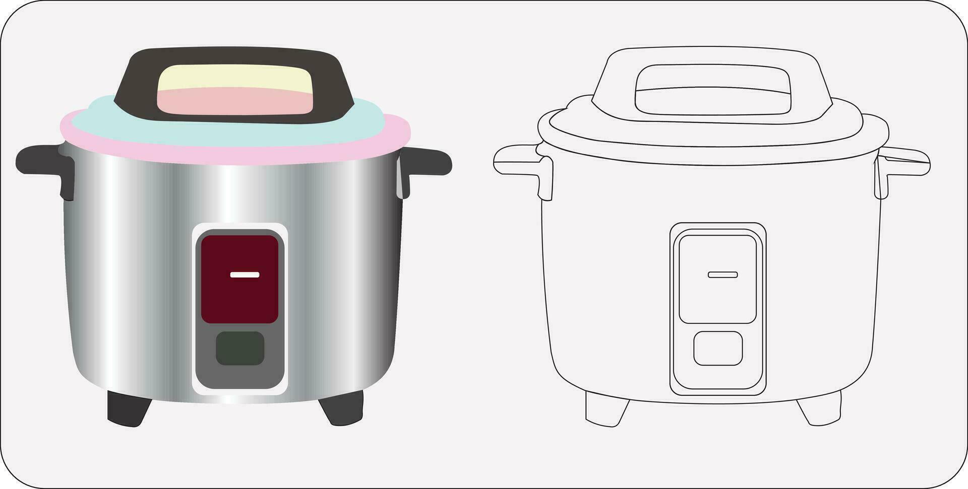 Electric Rice Cooker, Illustration, Line art vector