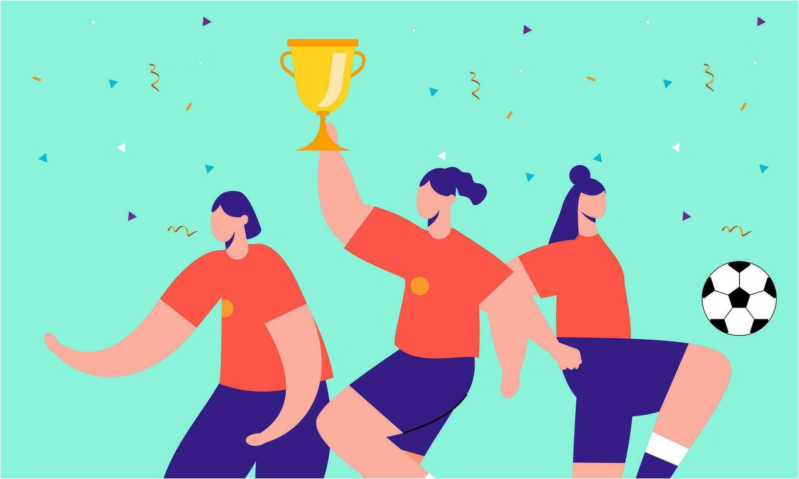 Victory for the Spanish women s national football team vector