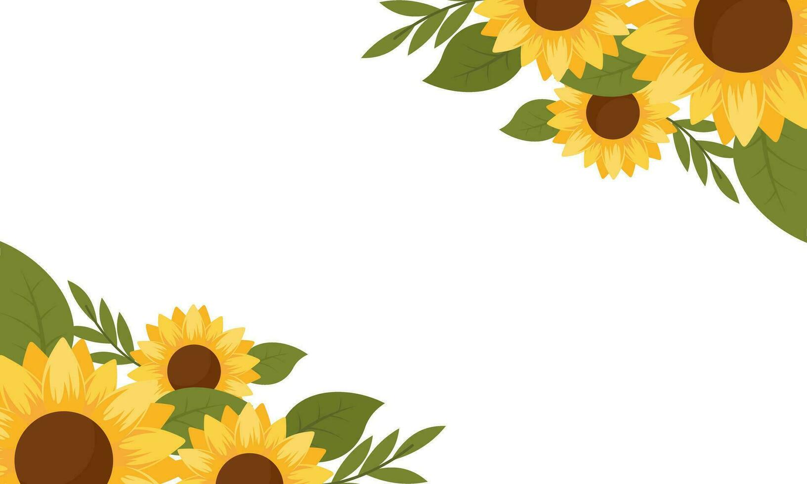 Watercolor sunflower border background vector