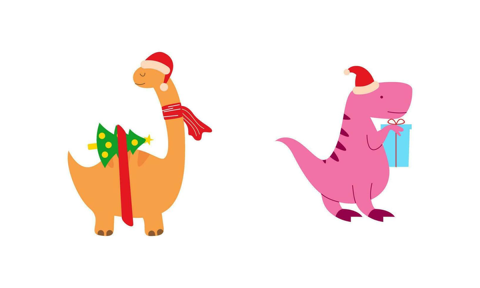 Navidad dinosaurio linda diseño vector conjunto