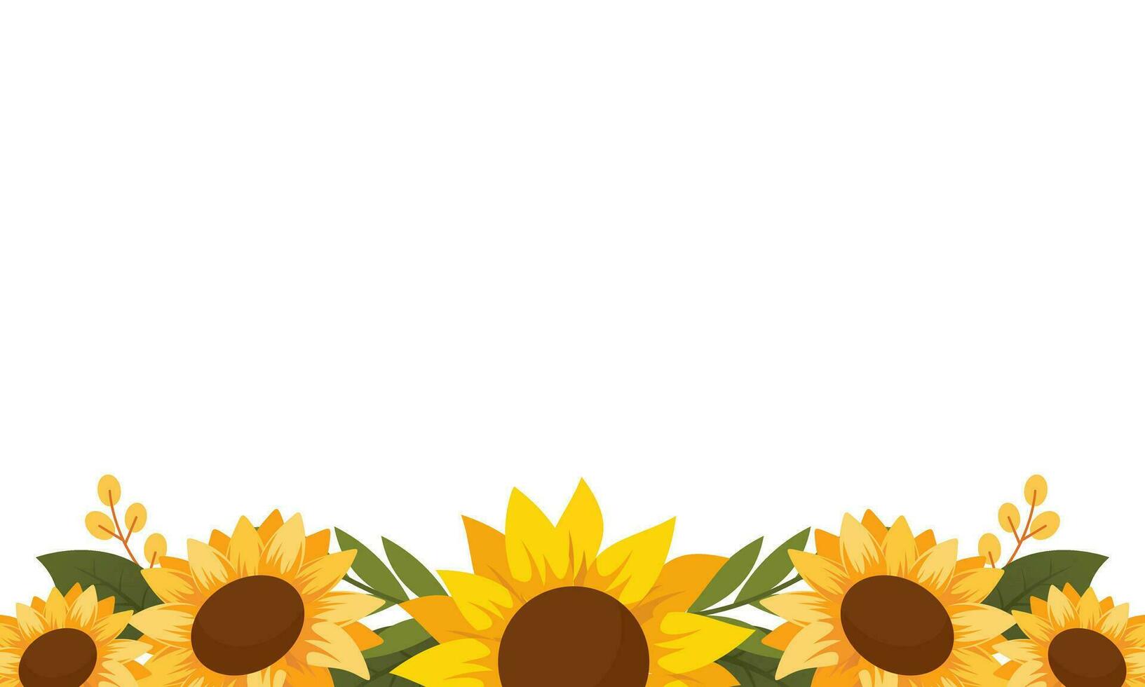 Watercolor sunflower border background vector