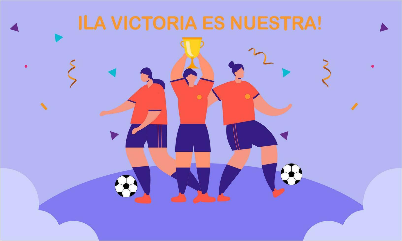 Victory for the Spanish women s national football team vector