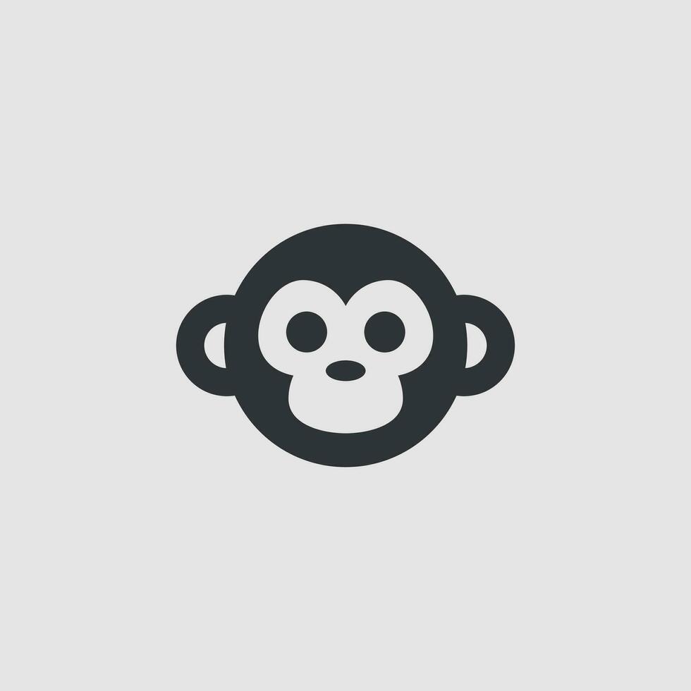 Cute simple circular monkey face head logo vector isolated on white background