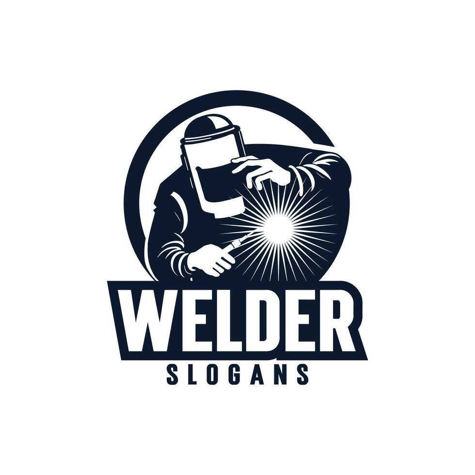 Welding or welder company badge logo design vector with detail welder vector image