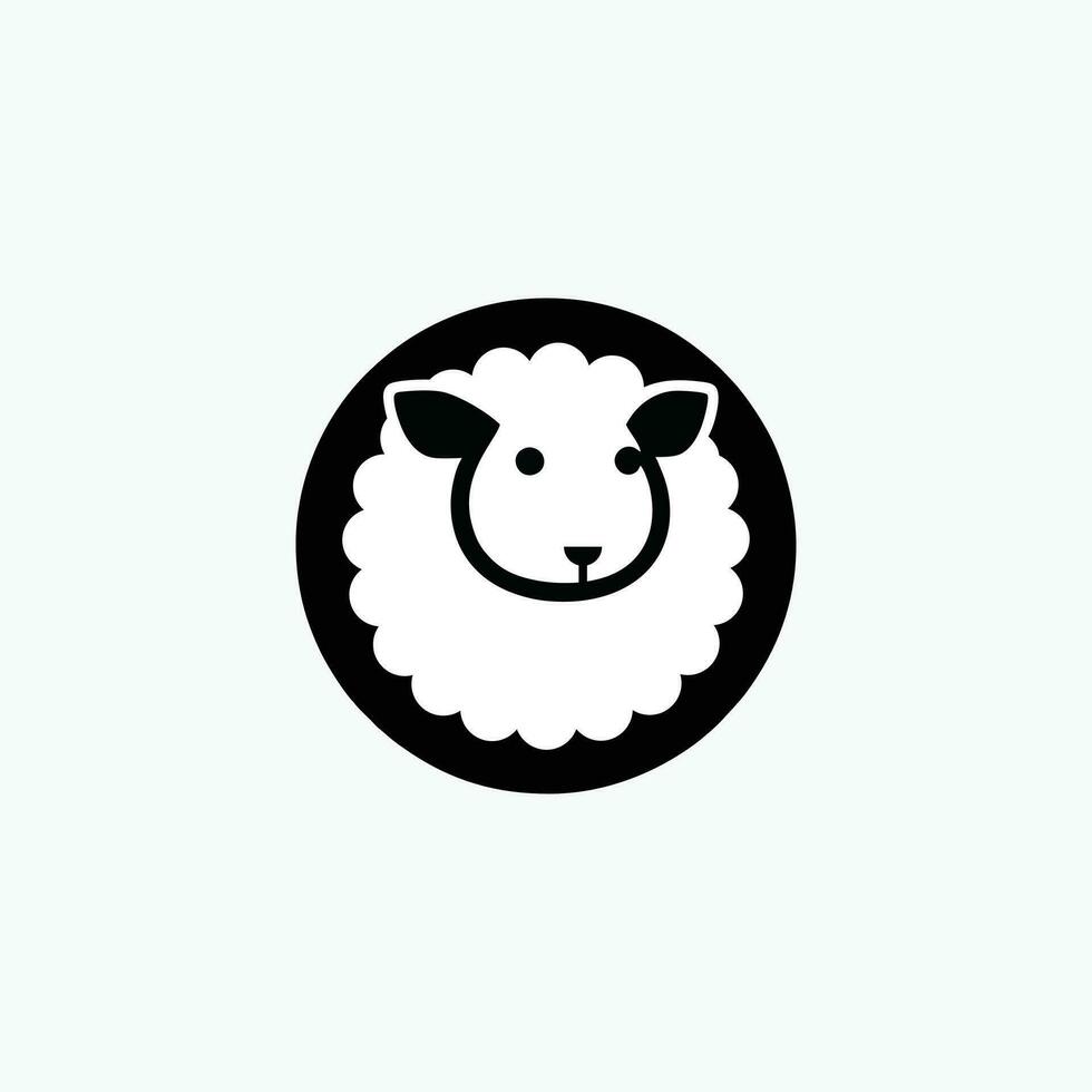 Cute simple circular sheep or goat logo vector isolated on white background