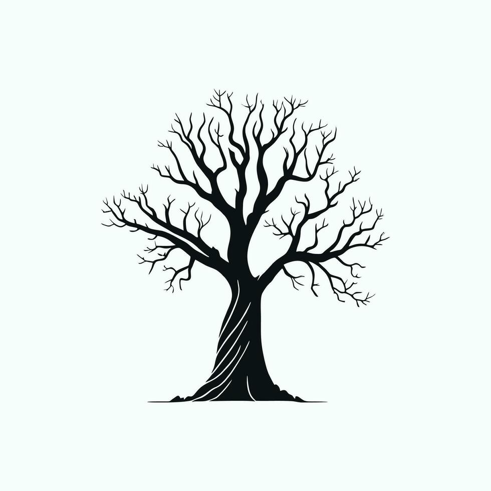 Black Branch without leaf or leaves Tree or Naked trees silhouettes. isolated in white background vector