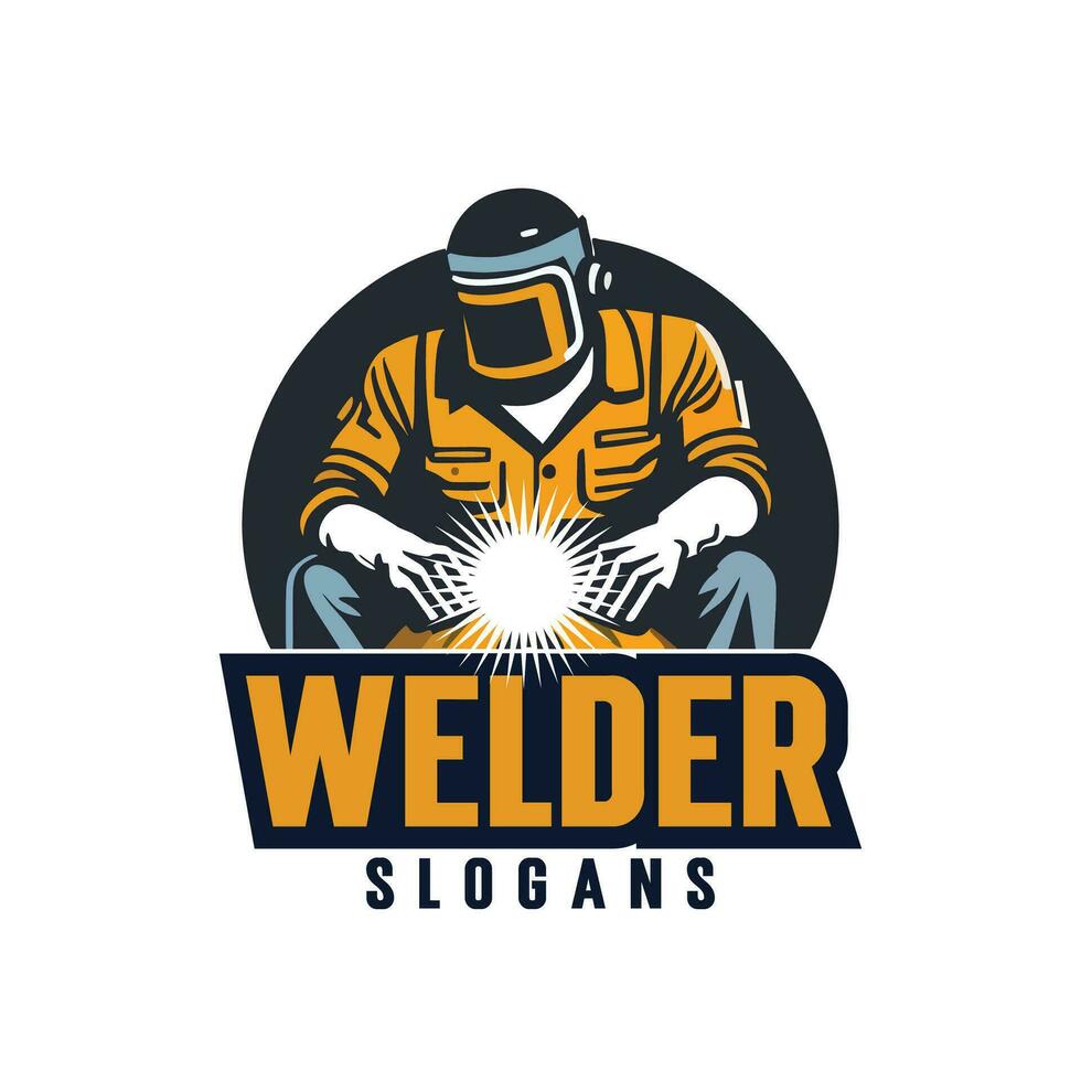 Welding or welder company badge logo design vector with detail welder vector image