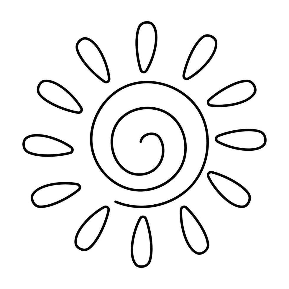 sun warm shine summer vacation  line doodle vector