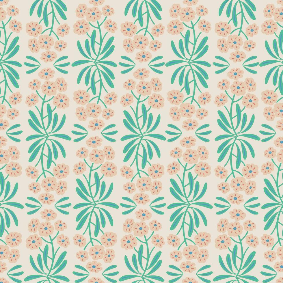 Vector small flower with leaf damask illustration seamless repeat pattern digital artwork