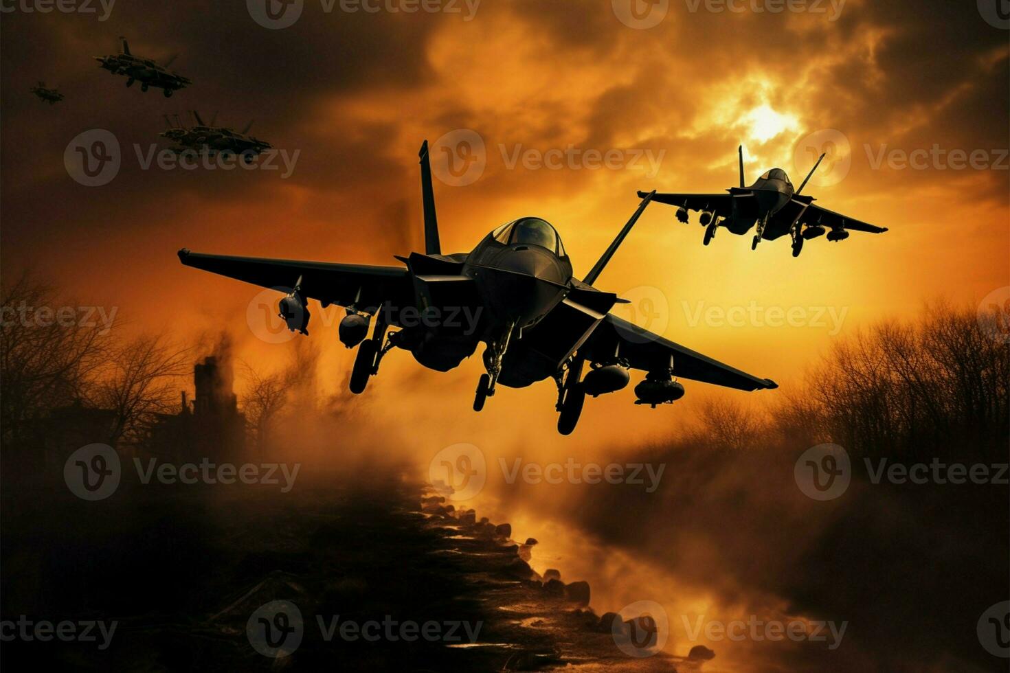 Silhouetted special forces fighter, the epitome of precision and danger AI Generated photo