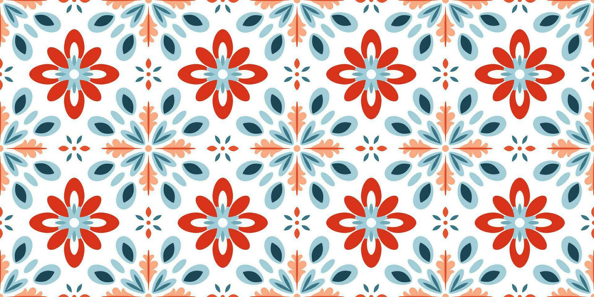 Scandinavian Style Tile. Ethnic Vector Seamless Floral Pattern.