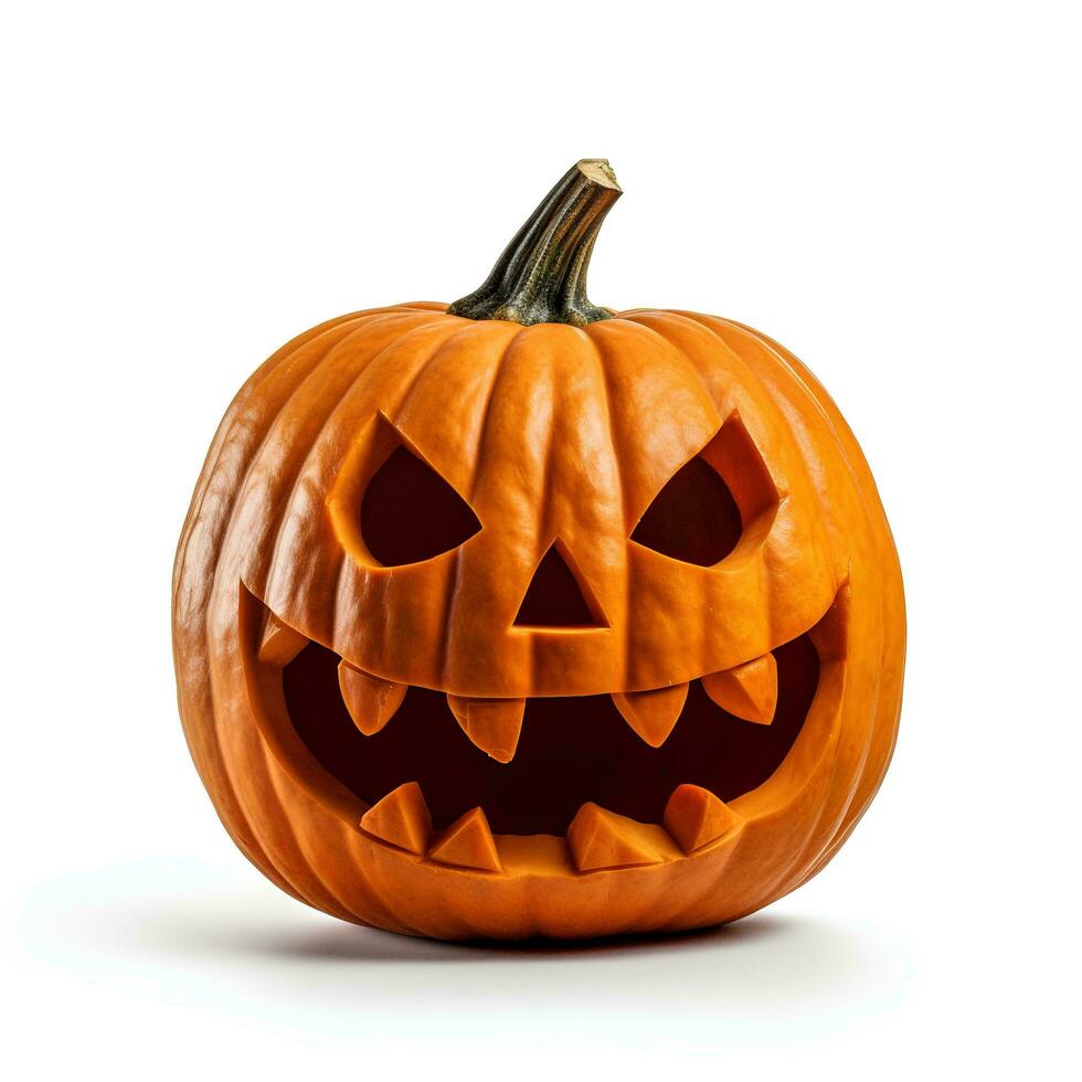 Halloween pumpkin fruit on isolated white background, AI Generative photo
