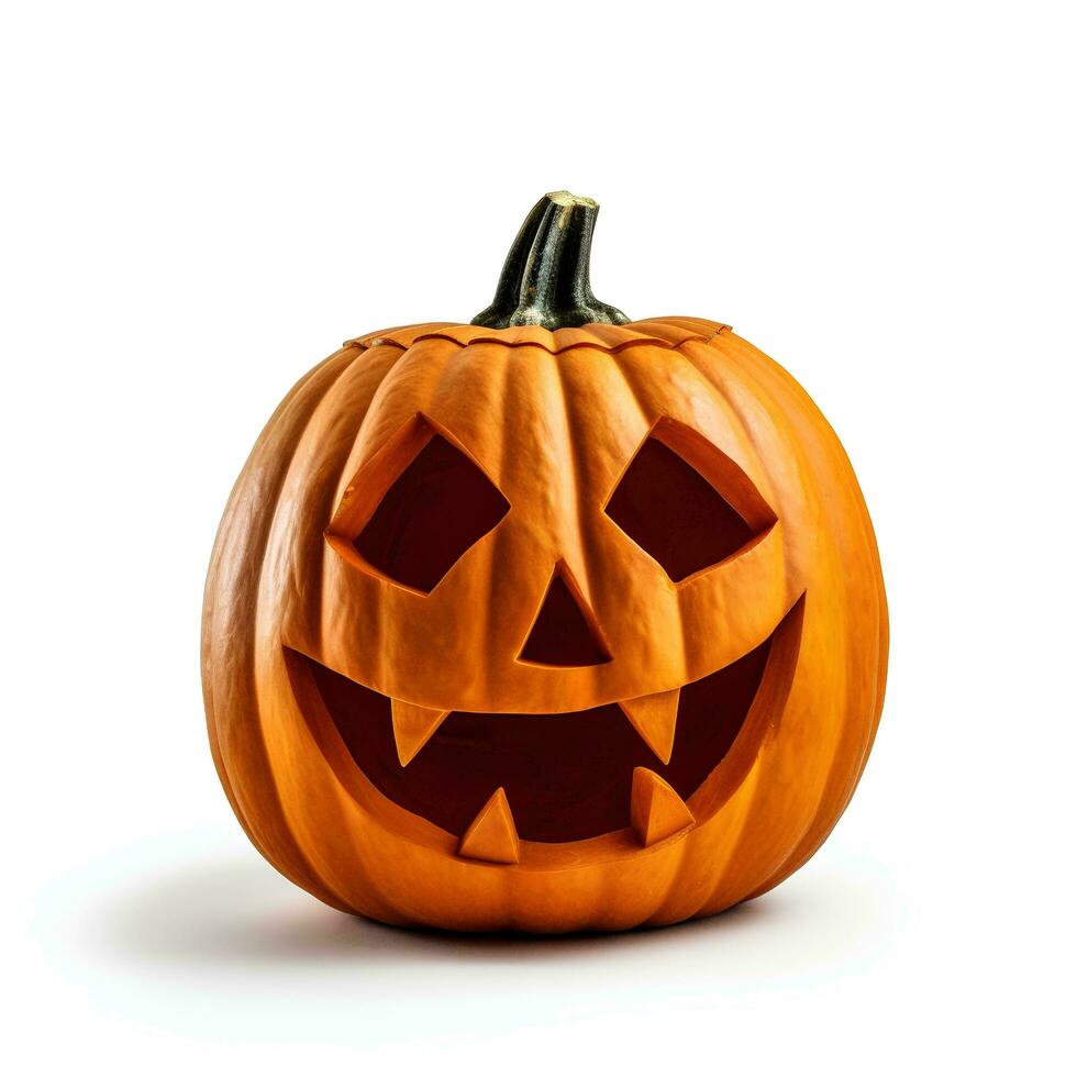 Halloween pumpkin fruit on isolated white background, AI Generative photo