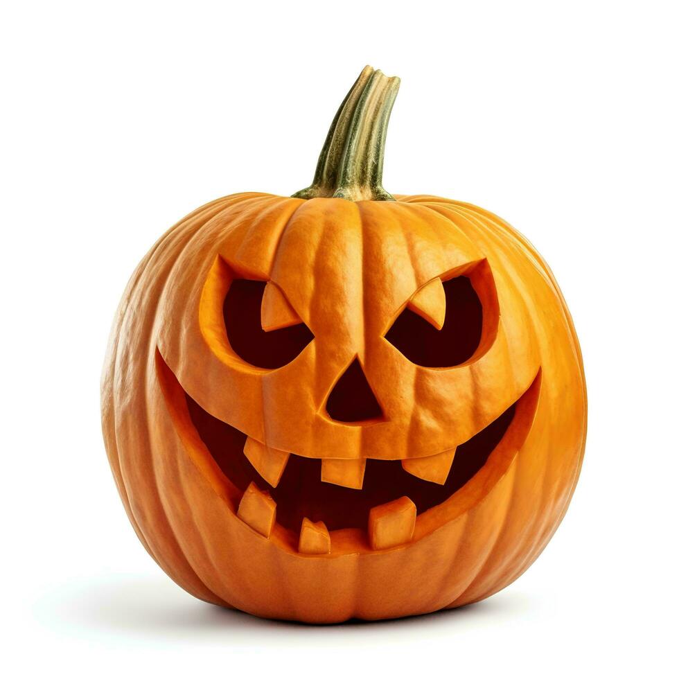 Halloween pumpkin fruit on isolated white background, AI Generative photo