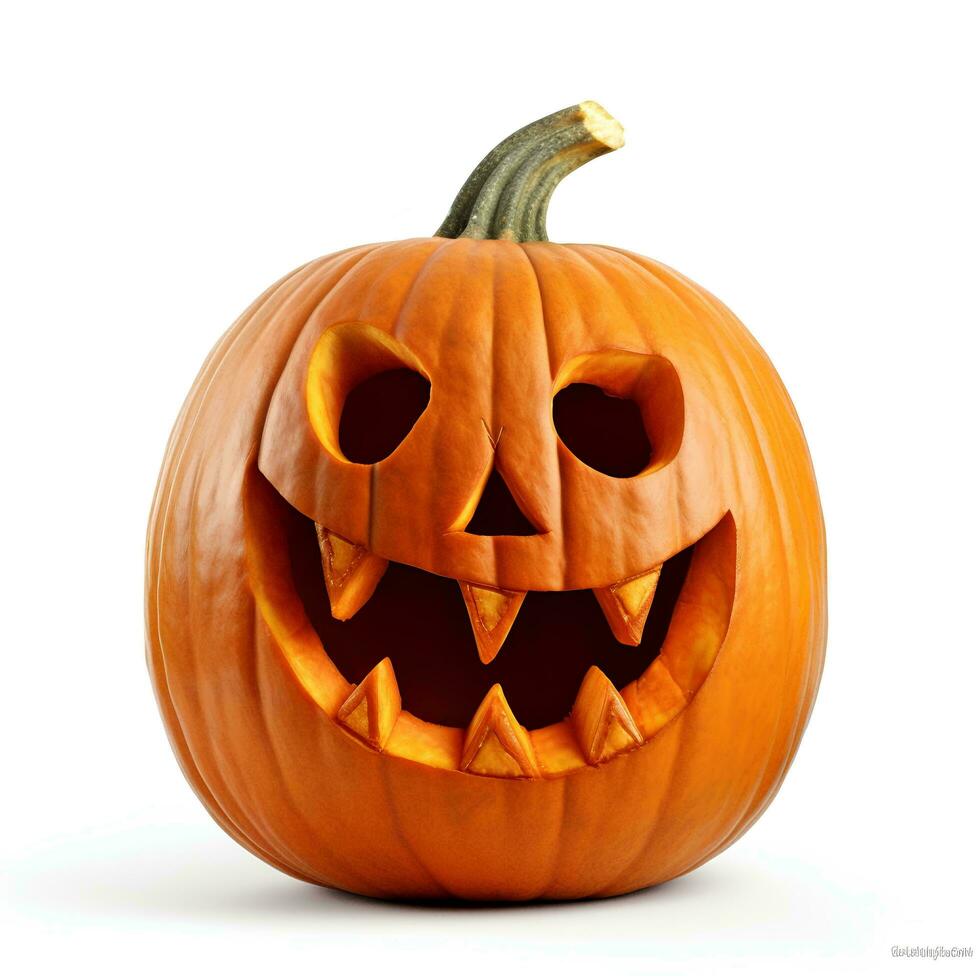 Halloween pumpkin fruit on isolated white background, AI Generative photo