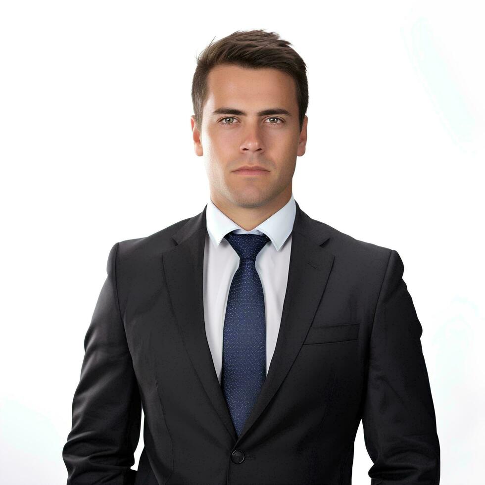 a businessman wearing a suit and tie on an isolated white background, AI Generative photo