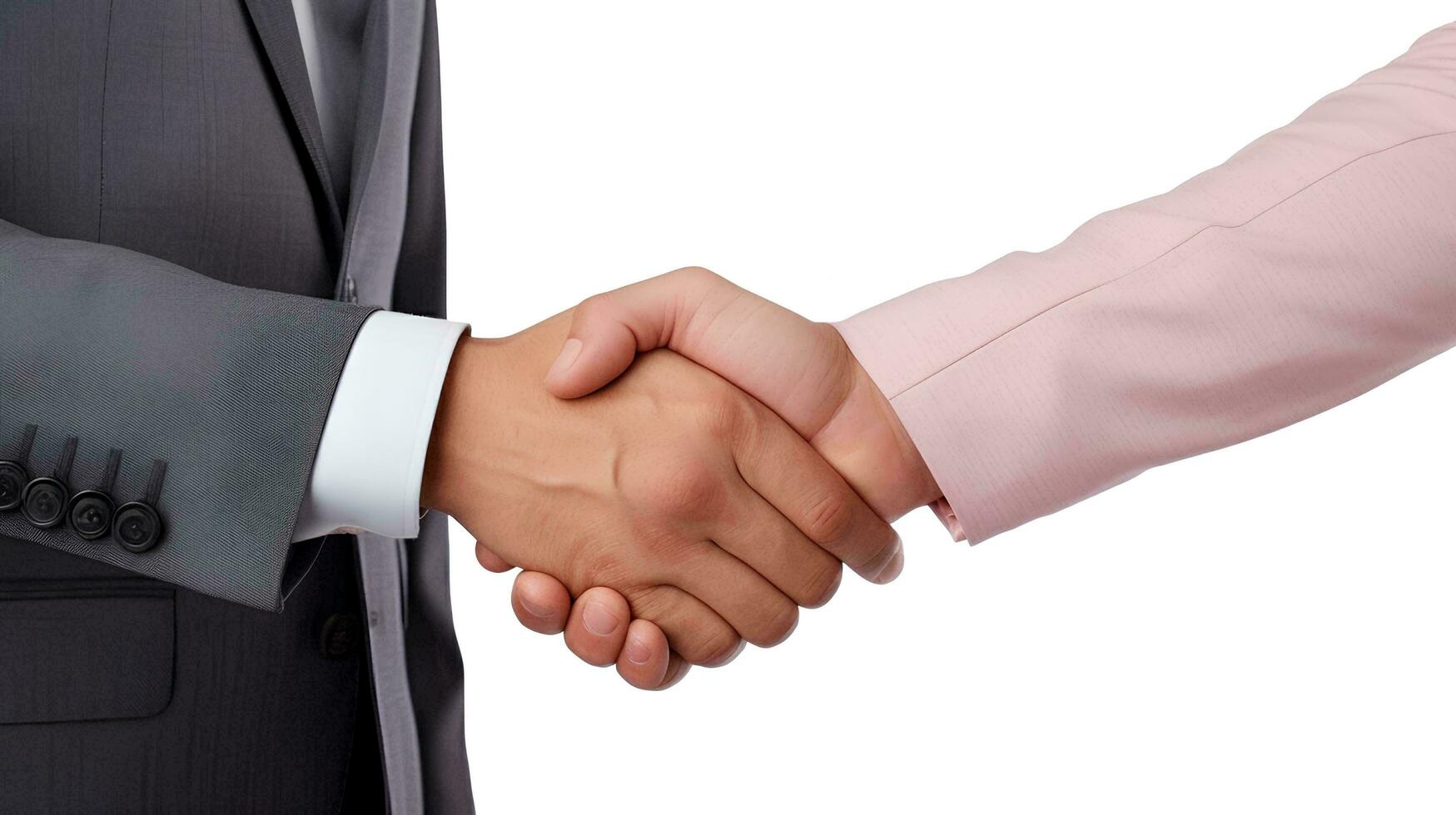 two business people shaking hands over a white background, AI Generative photo