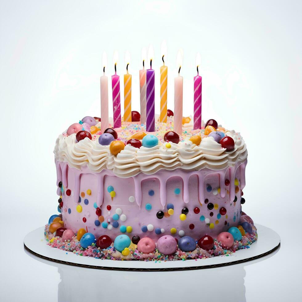 generativo ai, cumpleaños hermosa pastel con flores y velas, estético  apagado colores 29466672 Foto de stock en Vecteezy