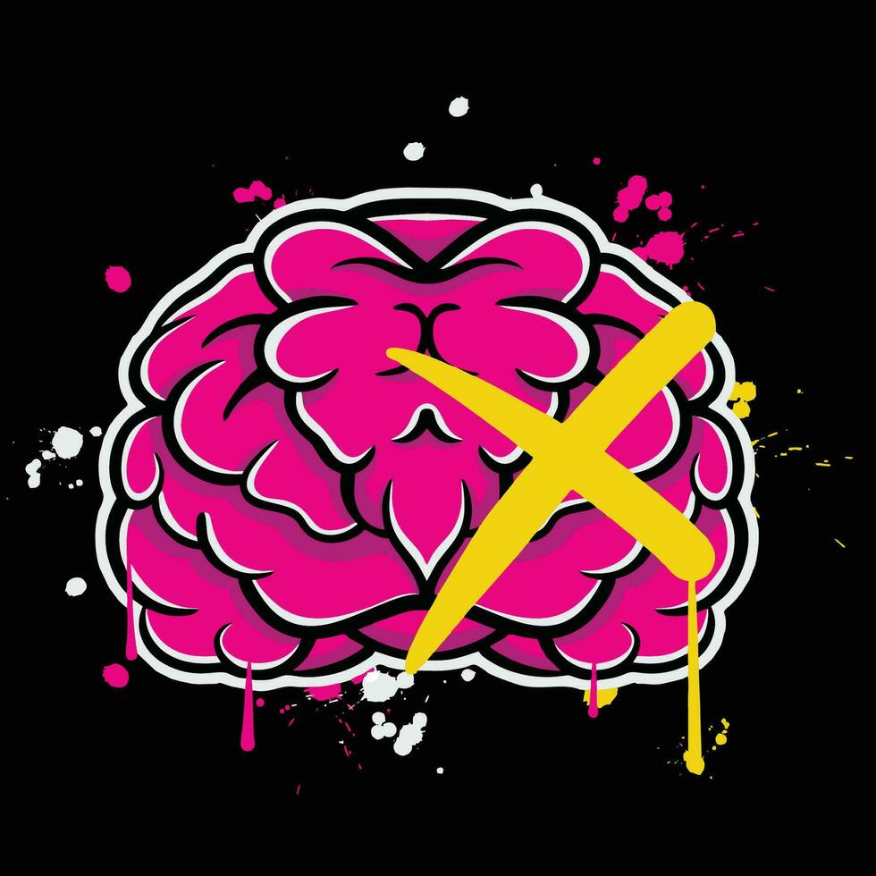 vector graffiti hand drawn brain designs for streetwear illustration