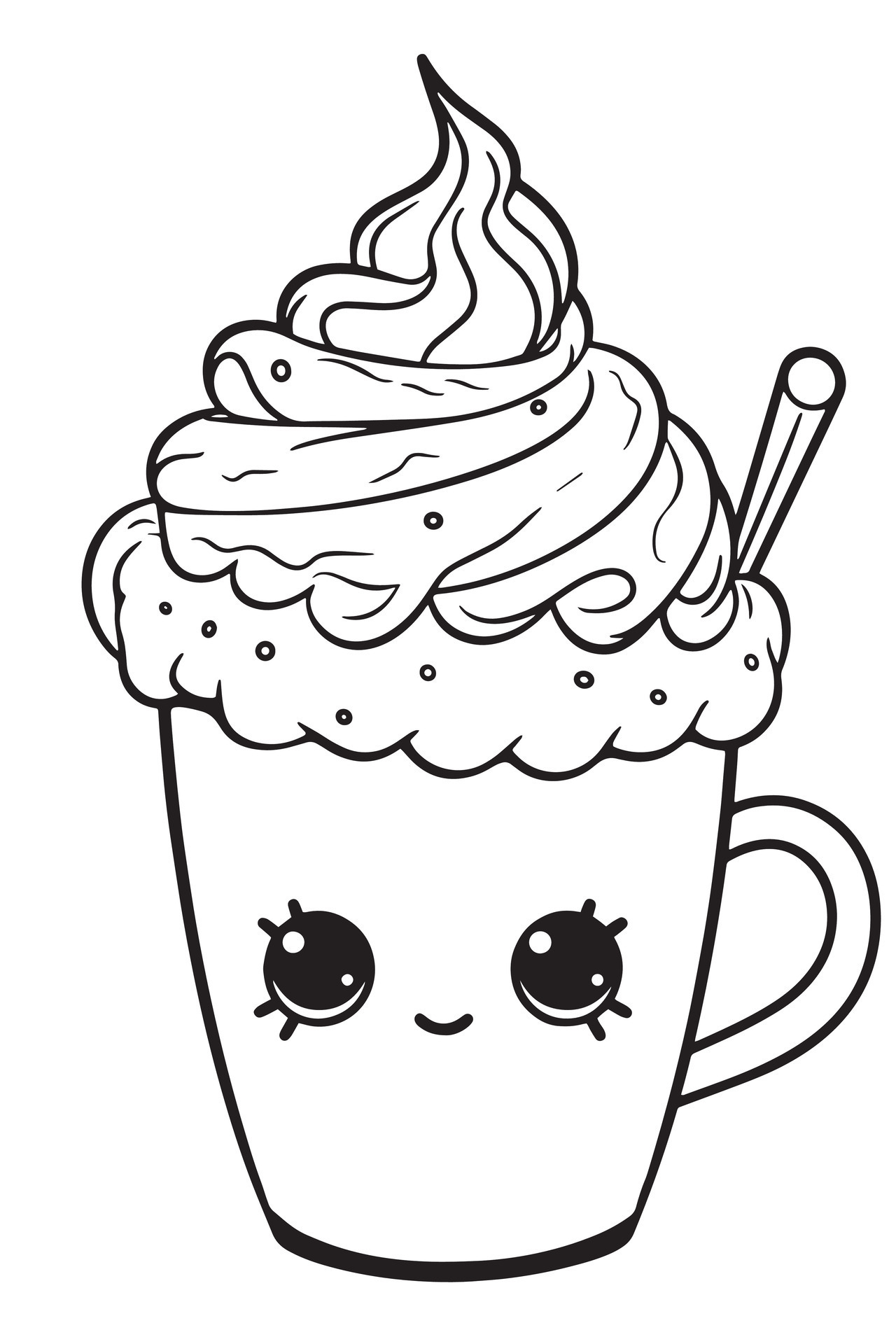Whipped Cream Topped Hot Cocoa Coloring Page 34039575 Vector Art at