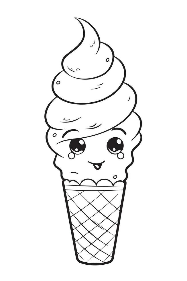 Ice Cream Coloring Page vector