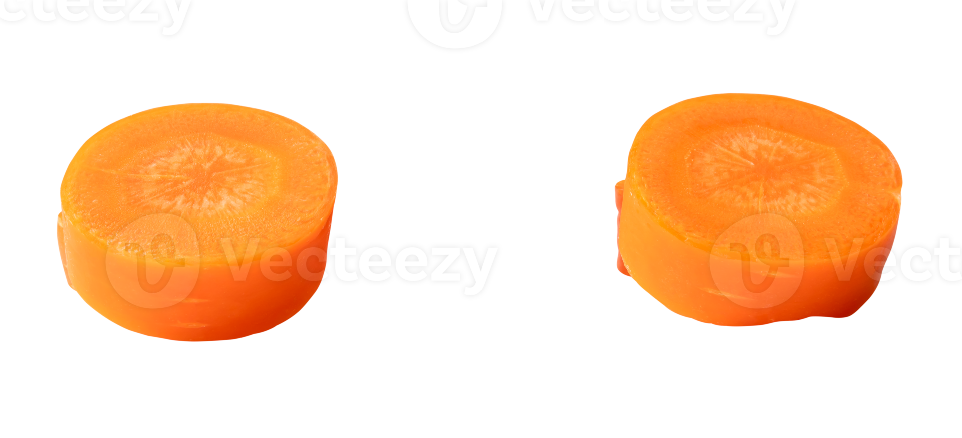 Beautiful orange  carrot slices in set isolated with clipping path in png file format