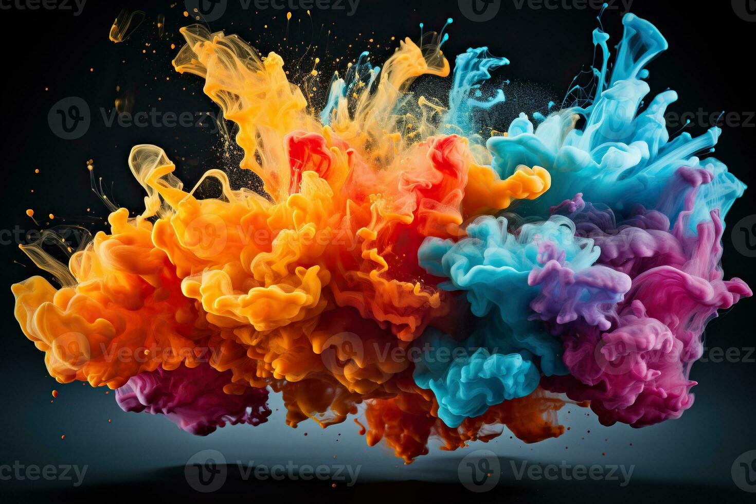 Ink in water. Splash of colors of different colors. Abstract color background. Generated by artificial intelligence photo