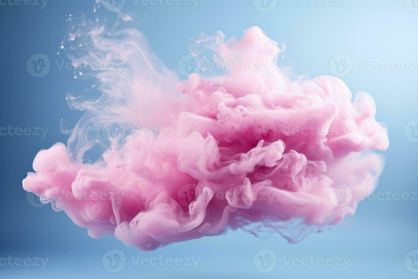 Soft pink ink in water. Pink lush ink cloud on blue background. Abstract background. Generated by artificial intelligence photo