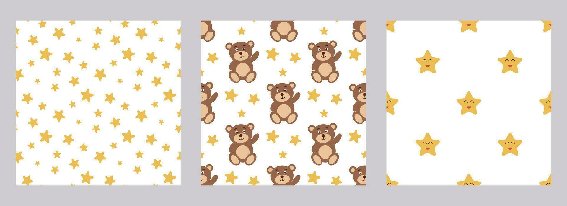 Baby seamless patterns with cute characters vector