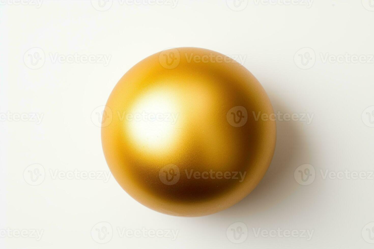 Golden ball isolated on white background. View from above. Generative AI photo