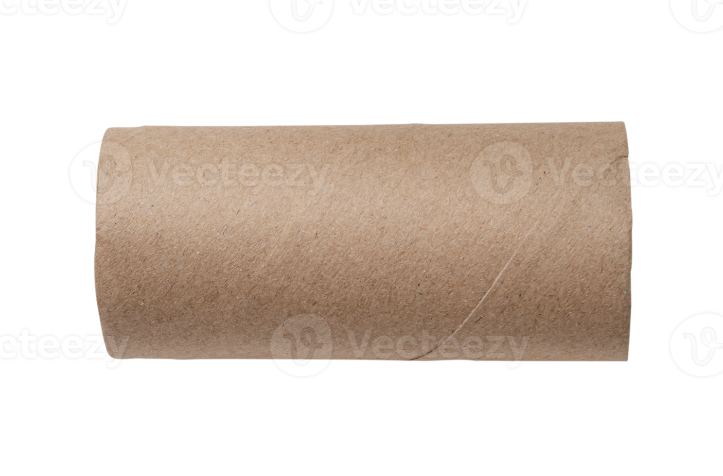 Single lying tissue paper roll core isolated with clipping path in png file format