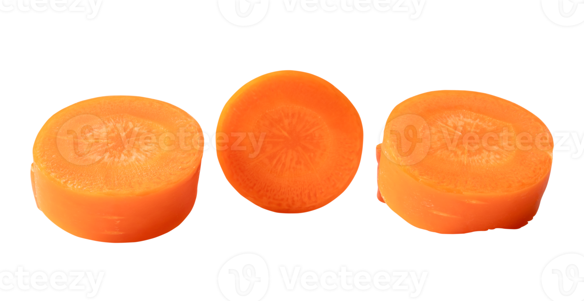 Beautiful orange  carrot slices in set isolated with clipping path in png file format