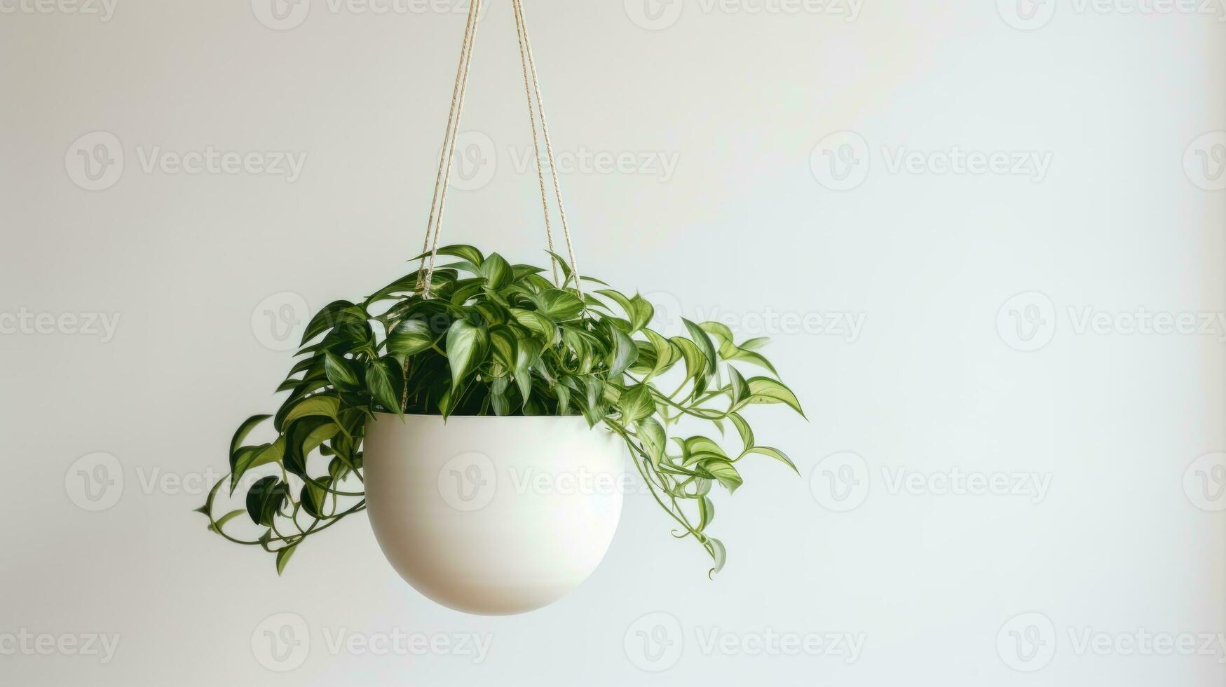 colgando cesta de en conserva planta en mínimo vivo habitación. ai generativo. foto