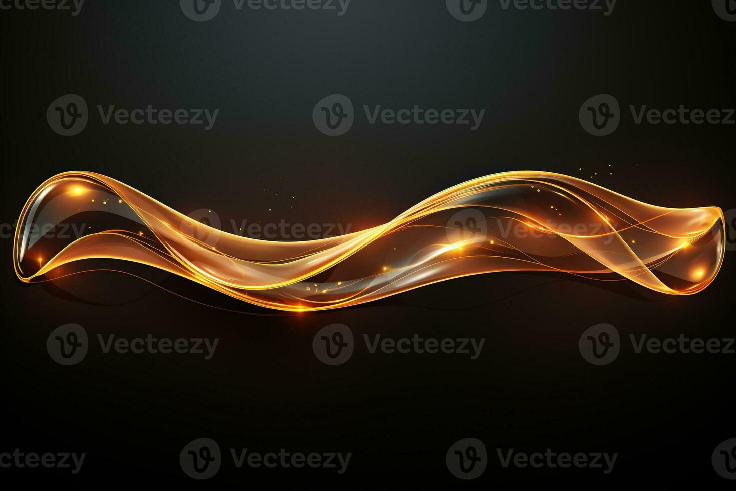 Abstract golden wave pattern on a dark background. Place for text. Generated by artificial intelligence photo