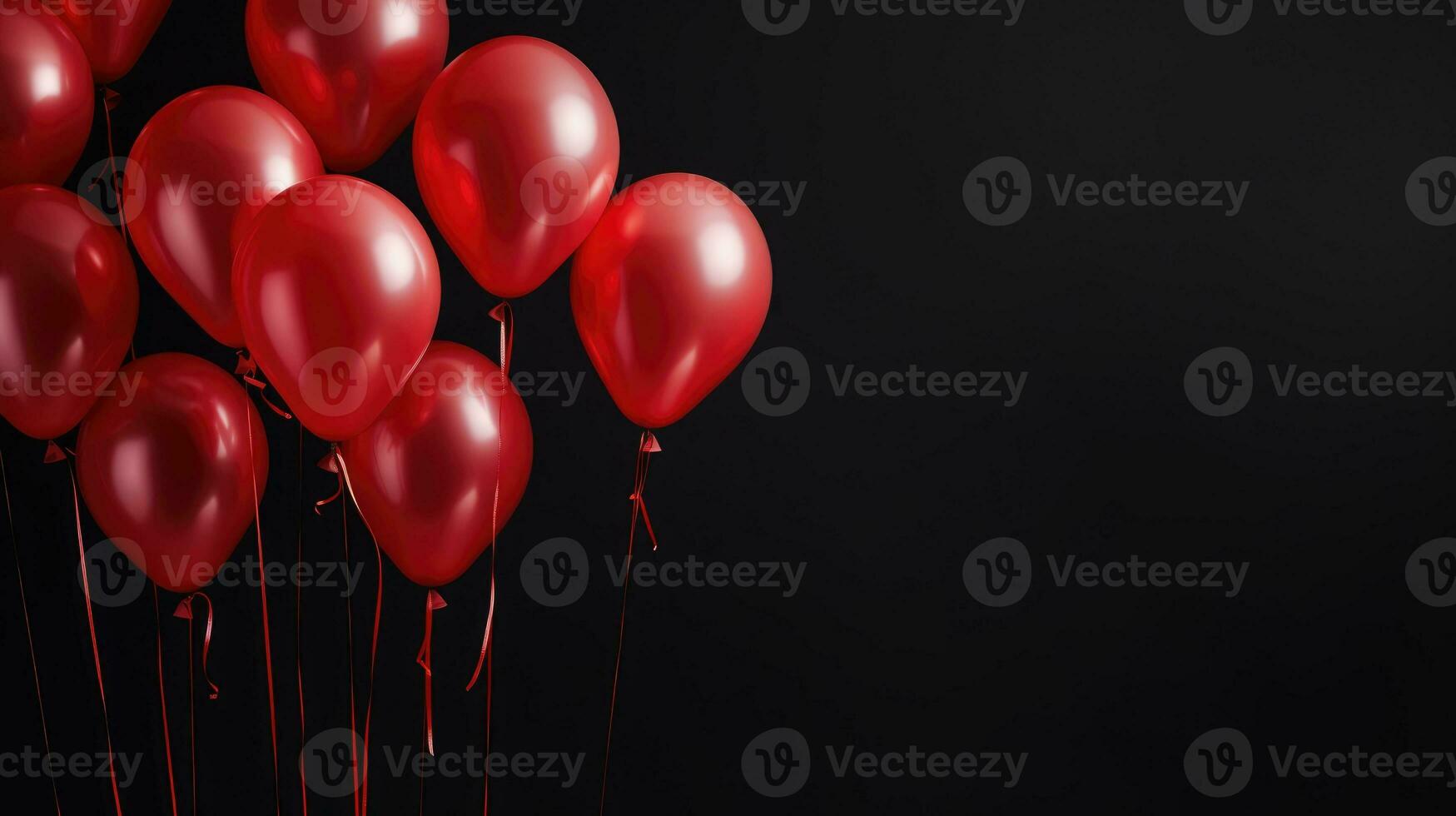 Background with red balloons on black for black friday AI Generative photo