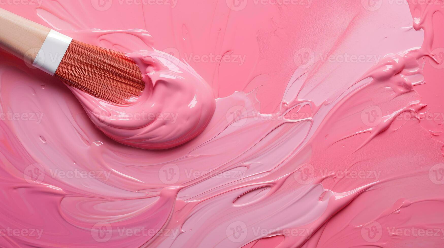AI Generative Creative concept made with paint brush and pink background. Minimal flat lay. photo