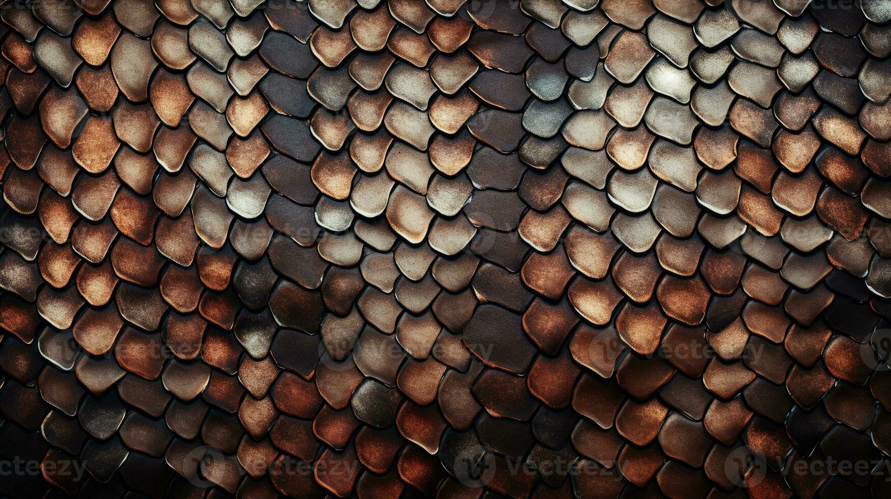 Bbackground of the golden skin of a snake, alligator. Dragon scale texture. AI Generative photo