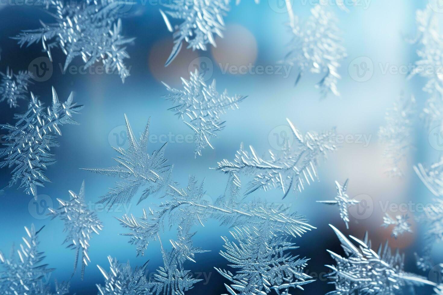 Abstract frosty pattern on glass, background texture. Generated by artificial intelligence photo