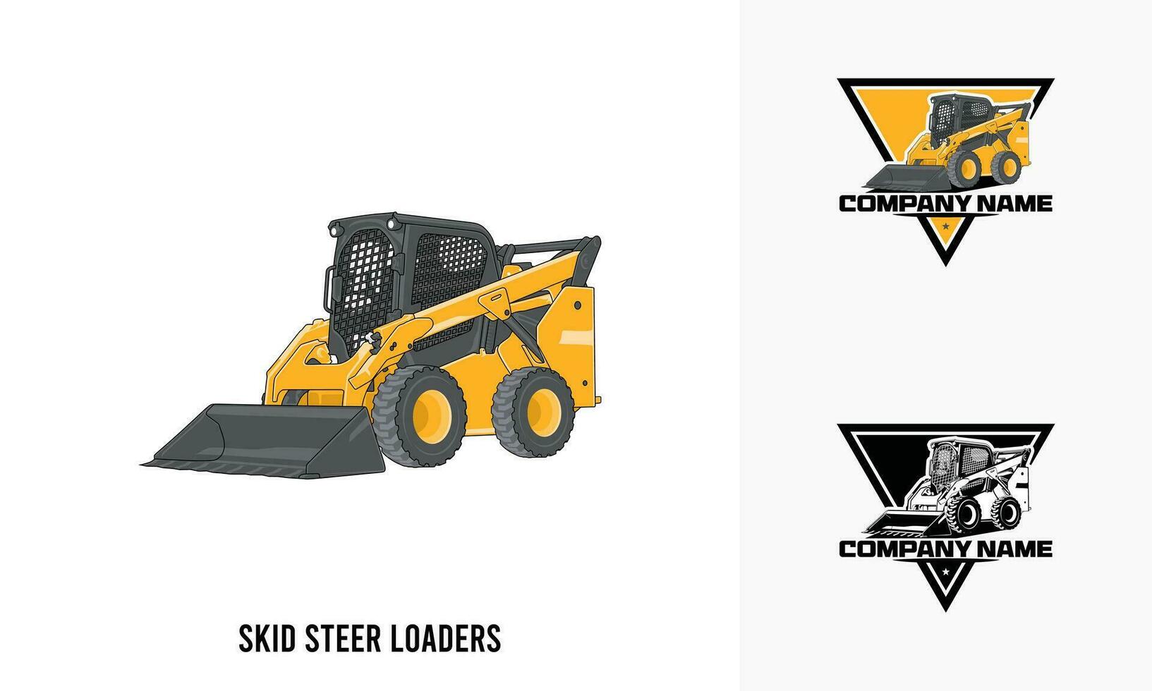 skid steer Loaders heavy equipment illustration, skid steer Loaders heavy equipment Logo Badge Template vector