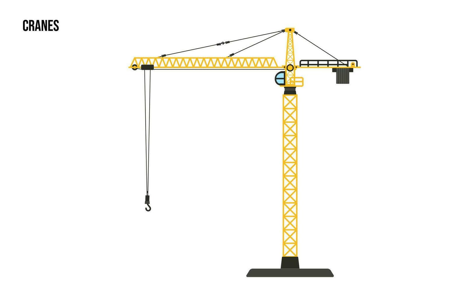 Crane heavy equipment Flat illustration vector