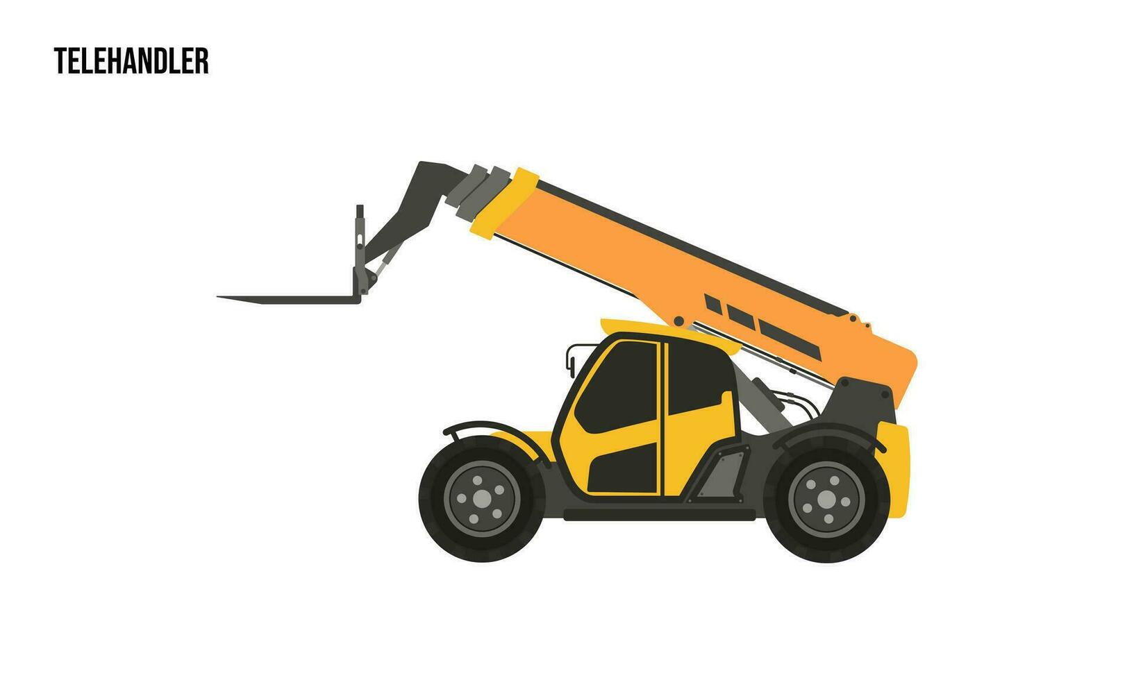telehandler heavy equipment Flat illustration, Telehandler heavy equipment Logo Template vector