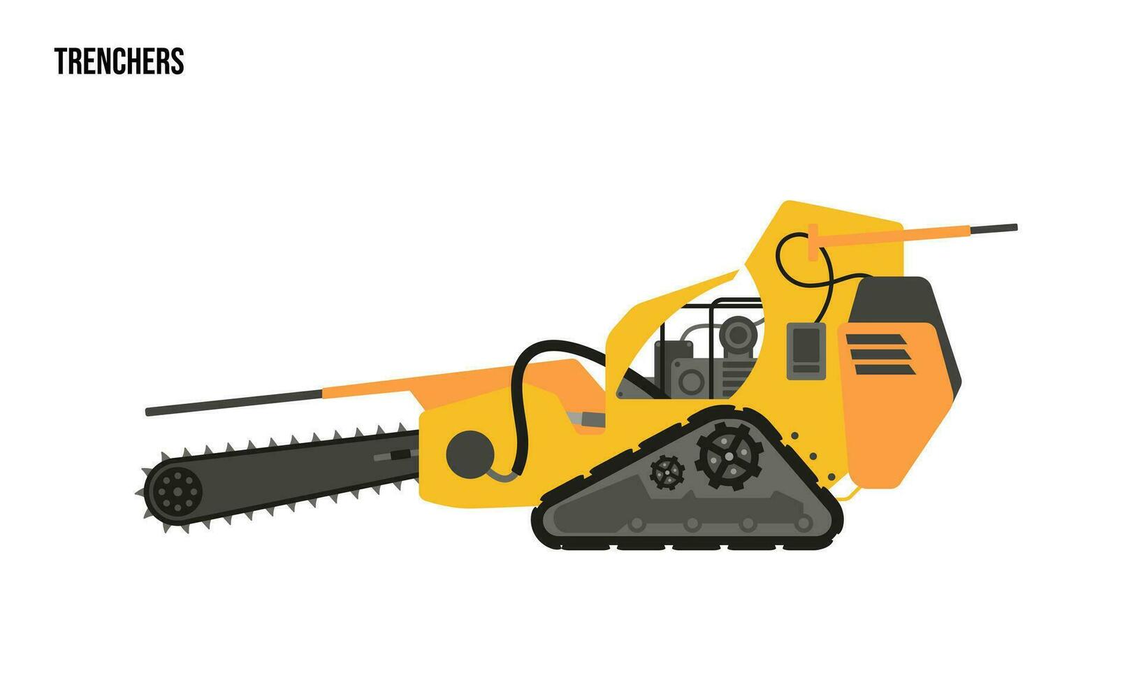 trencher heavy equipment Flat illustration, trencher heavy equipment Logo Template vector