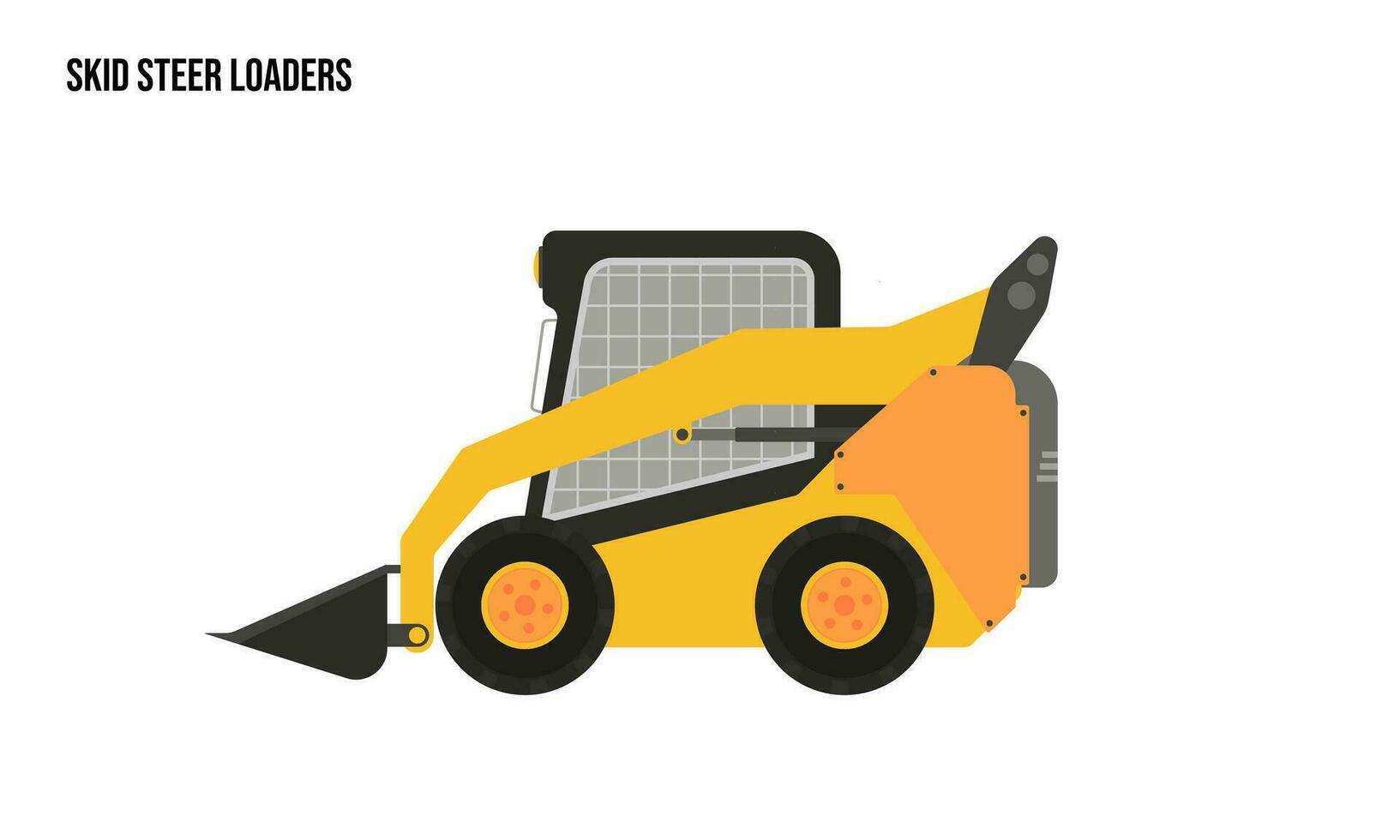 skid steer Loaders heavy equipment flat illustration, skid steer Loaders heavy equipment Logo Template vector