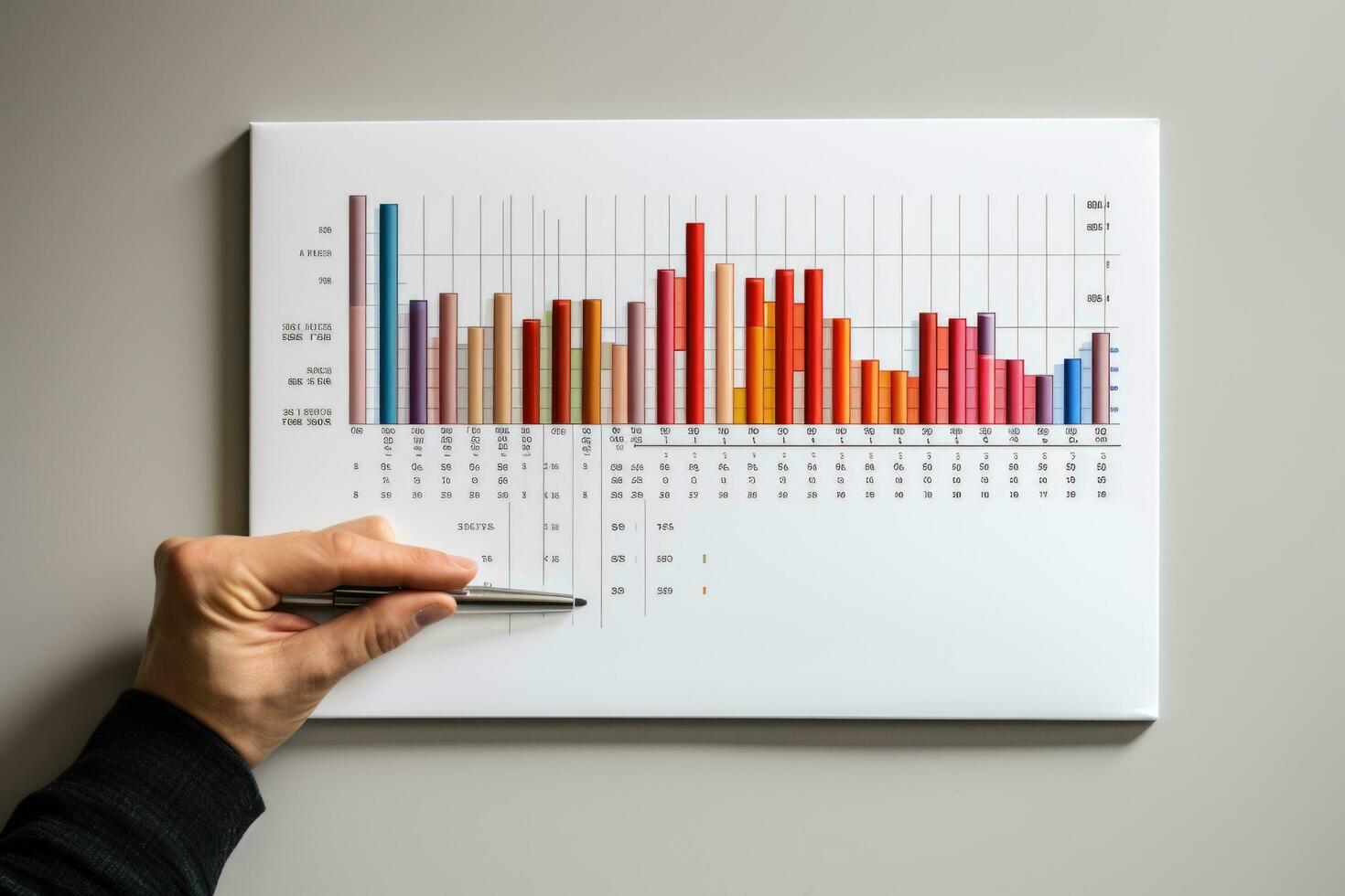 Estadísticas y datos análisis. inversión. negocio análisis utilizando cartas y gráficos hombre estudiando Estadísticas. generado por artificial inteligencia foto