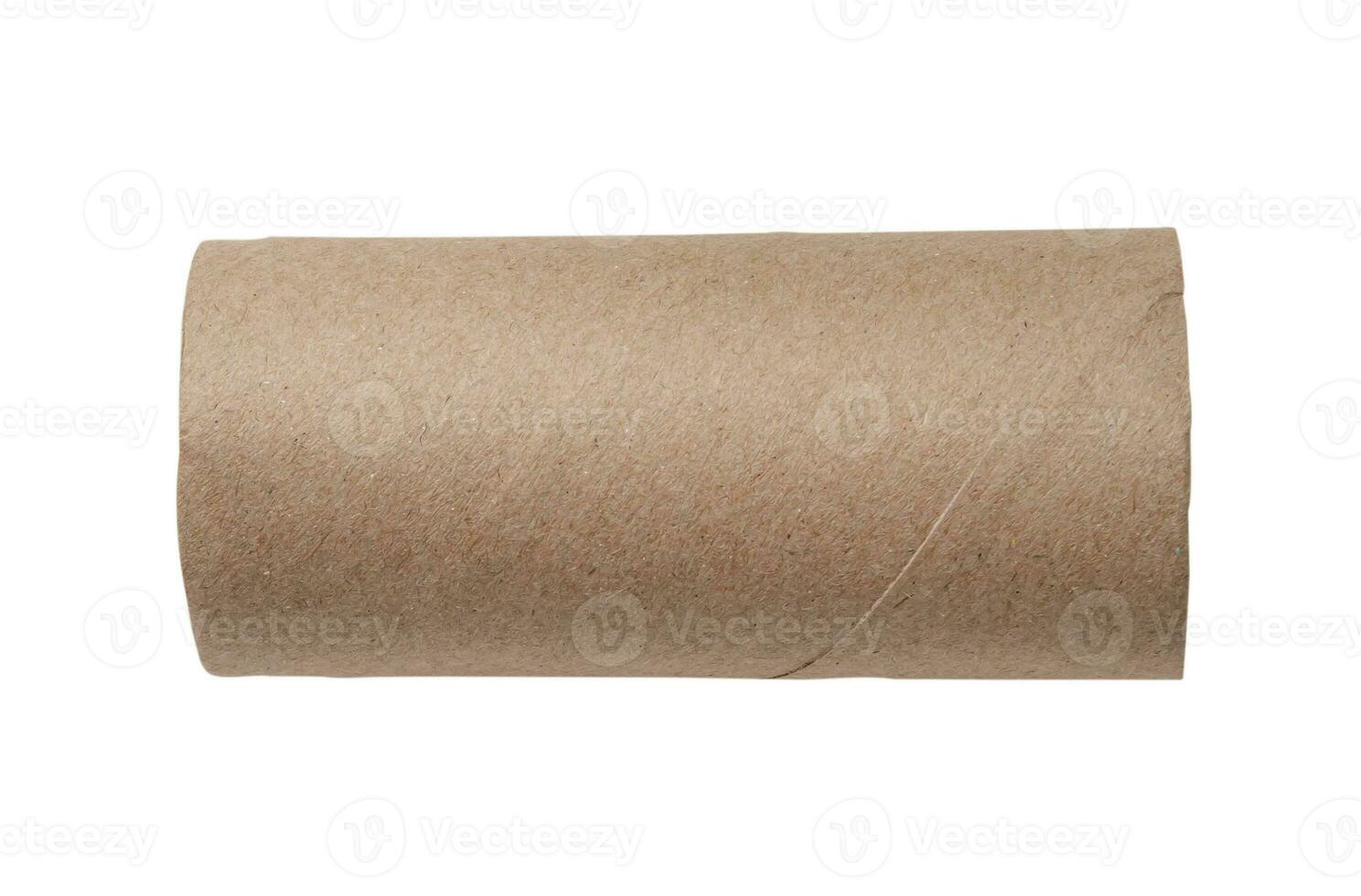 single lying tissue paper roll core isolated on white background with clipping path photo