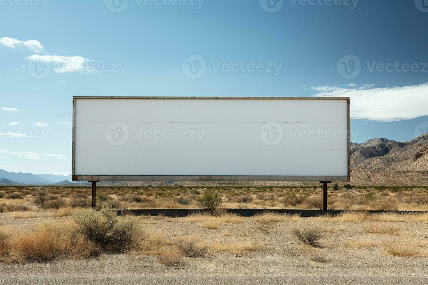 An empty billboard on a vacant lot near the city. Generated by artificial intelligence photo