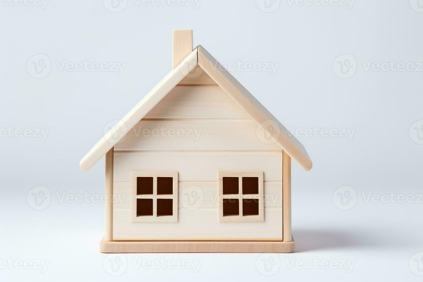 Wooden house model on a white background. Generated by artificial intelligence photo