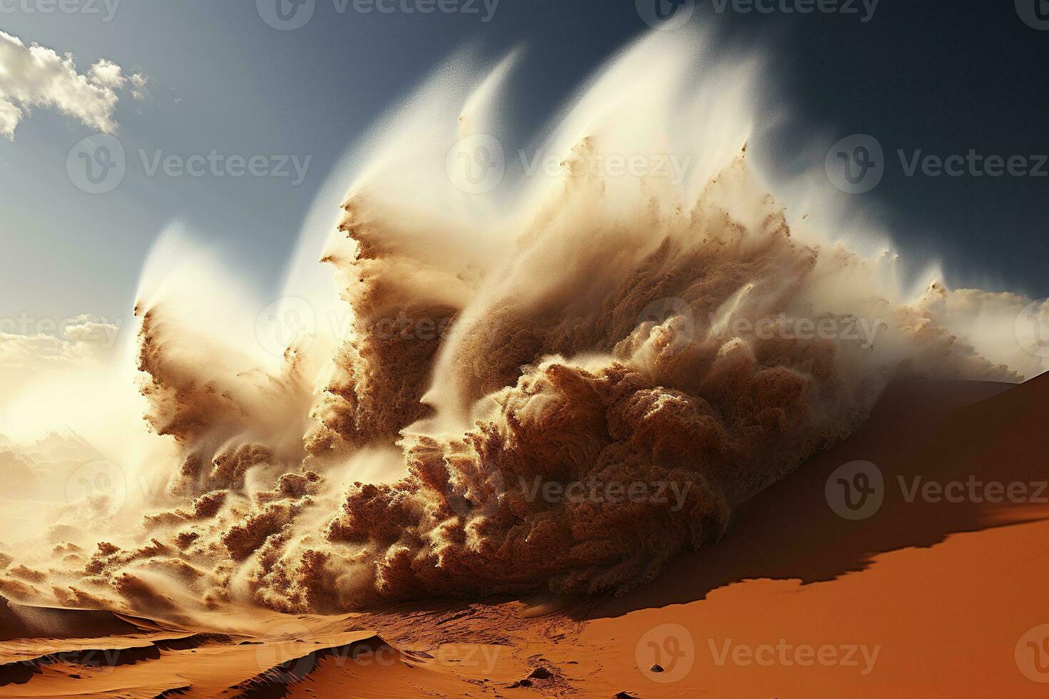 Sandstorm in the desert. Power of nature. Generated by artificial intelligence photo