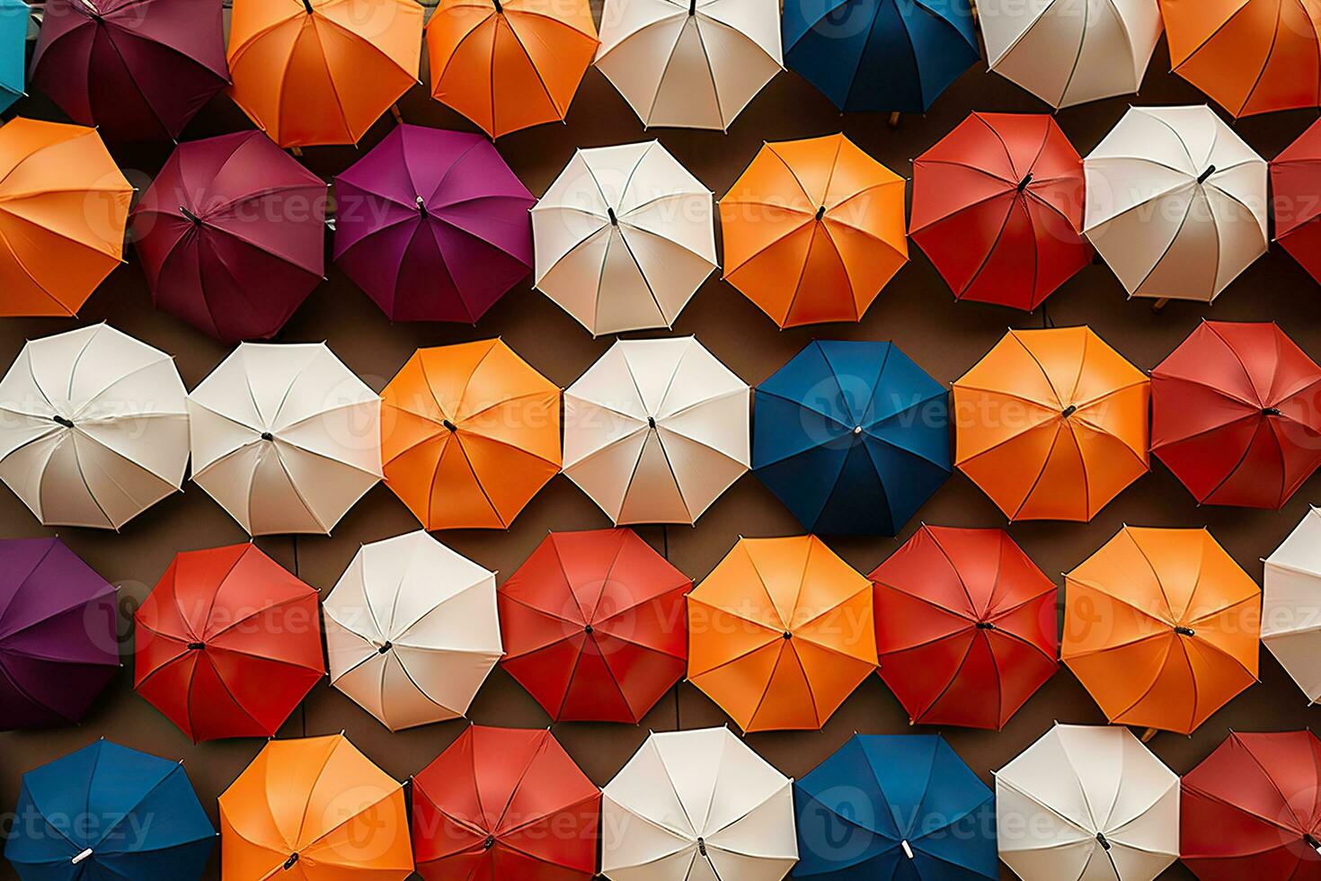 Colorful umbrellas background. Street decoration.. Generated by artificial intelligence photo