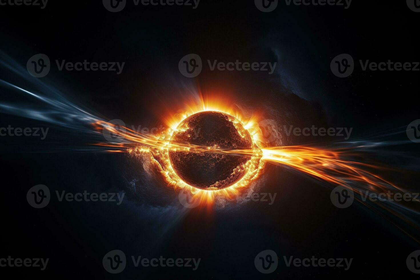 Fantastic view of the solar eclipse. Generated by artificial intelligence photo